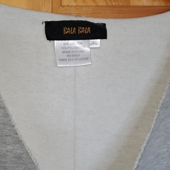 Bala Bala Distressed Grey Raw Edges Unique Vneck with Accent Buttons Sweatshirt - Picture 3 of 9